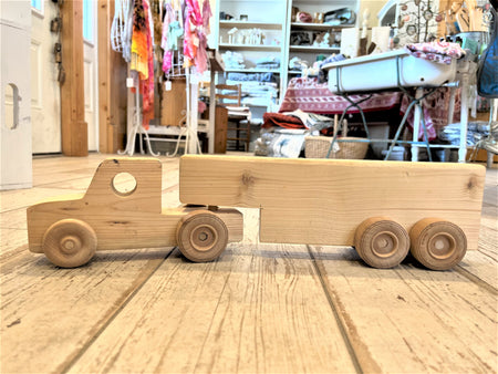 Handcrafted Wooden Baby Toys - Semi Truck + Trailer