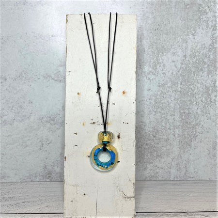Handblown Glass Turquoise Ring Necklace
