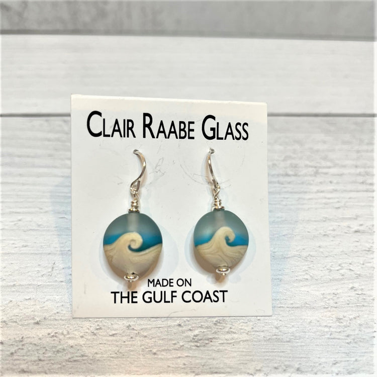 Handblown Glass Ocean Wave Earrings