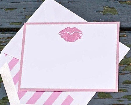 Pink Lip Notecards, Kiss Note Cards, Lips Notecards, Kiss Stationery, Pink Lip Stationery, Personalized Note Cards, Note Cards, Set of 8
