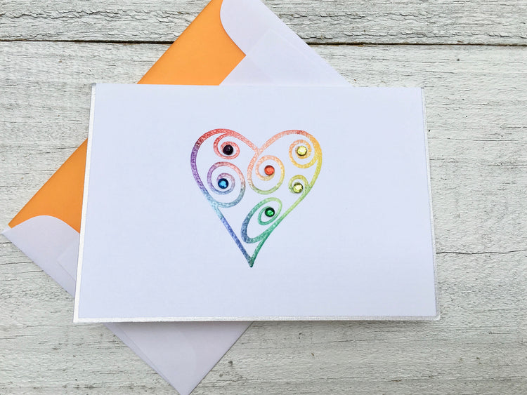 Rainbow Heart Cards - Heart Stationery - Heart Note Cards - Heart Cards - Rainbow Cards - Rainbow Stationery - Rainbow Note Cards