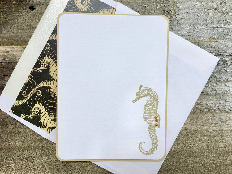 Sea Horse Note Cards Sea Horse Stationery Personalized Note Cards Personalized Stationery Thank You Cards Note Cards Nautical Beach Set of 8