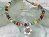 Rainbow Turquoise Bracelet - Silver Flower Charm - Turquoise Bracelet - Colored Turquoise Bracelet - Turquoise Jewelry - Rainbow Bracelet