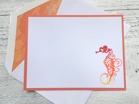 Seahorse Note Cards, Personalized Seahorse Stationery, Thank You Cards, Seahorse Stationery, Beach Note Cards, Nautical Note Cards, Set of 8