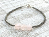 Rose Quartz Bracelet - Silver and Pink Bracelet - Rose Quartz and Pyrite Bracelet - Rose Quartz Jewelry - Pyrite Jewelry - Women's Bracelet