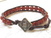 Carnelian Bracelet -  Leather Wrap