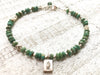 Turquoise Bracelet - Silver Fish Charm - Beaded Bracelet - Turquoise Jewelry - Girlfriend Gift - Women's Jewelry -December Birthstone