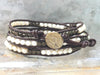 Pearl Bracelet - Pearl Wrap Bracelet - Pearl Jewelry - Triple Leather Wrap - Girlfriend's Gift - Women's  Jewelry - June's Birthstone