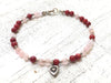 Rose Quartz Bracelet- Red Jade Bracelet- Rose Quartz Jewelry - Red Jade Jewelry -Heart Charm Bracelet -  Women's Jewelry - Girlfriend's Gift