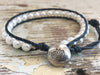 Pearl Bracelet - Pearl Leather Wrap -  Pearl Jewelry - Lotus Button - Girlfriend Gift - Wedding Jewelry - Women's Bracelet - June Birthstone
