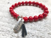 Red Coral Bracelet - Red Bracelet - Coral Jewelry -  Coral Bracelet - Fearless Charm- Men's Jewelry - Women's Jewelry - Girlfriend's Gift