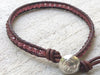 Ruby Bracelet - Ruby Leather Wrap - Ruby Jewelry - July Birthstone - Om Button - Red Bracelet - Women's Jewelry - Girlfriend's Gift