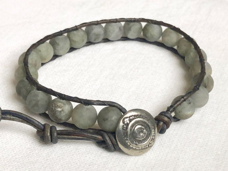 Labradorite Bracelet - Labradorite Jewelry - Labradorite Wrap Bracelet - Men's Bracelet - Women's Bracelet - Boyfriend Gift