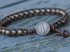 Brass Bead Wrap Bracelet - Antique Metal Button